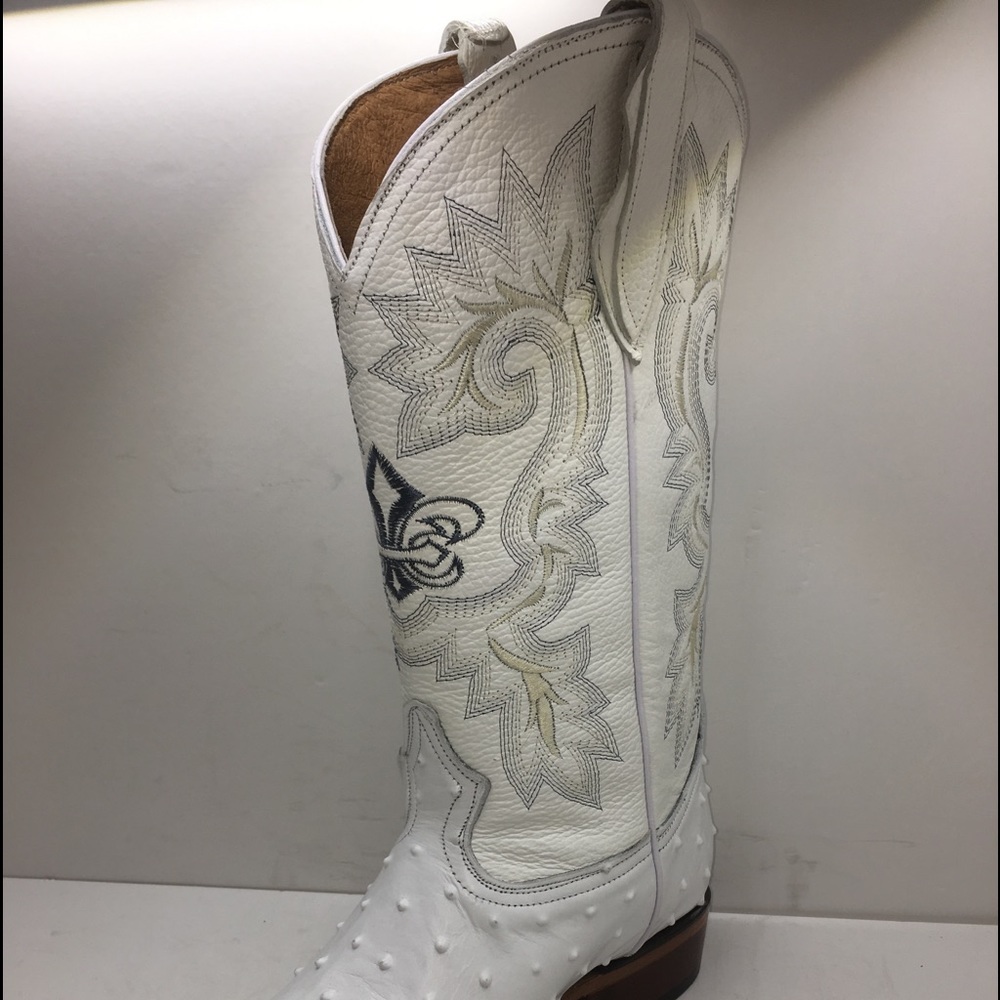 Men’s Cowboy Boots Ostrich Print Leather Rodeo - Picture 6 of 7